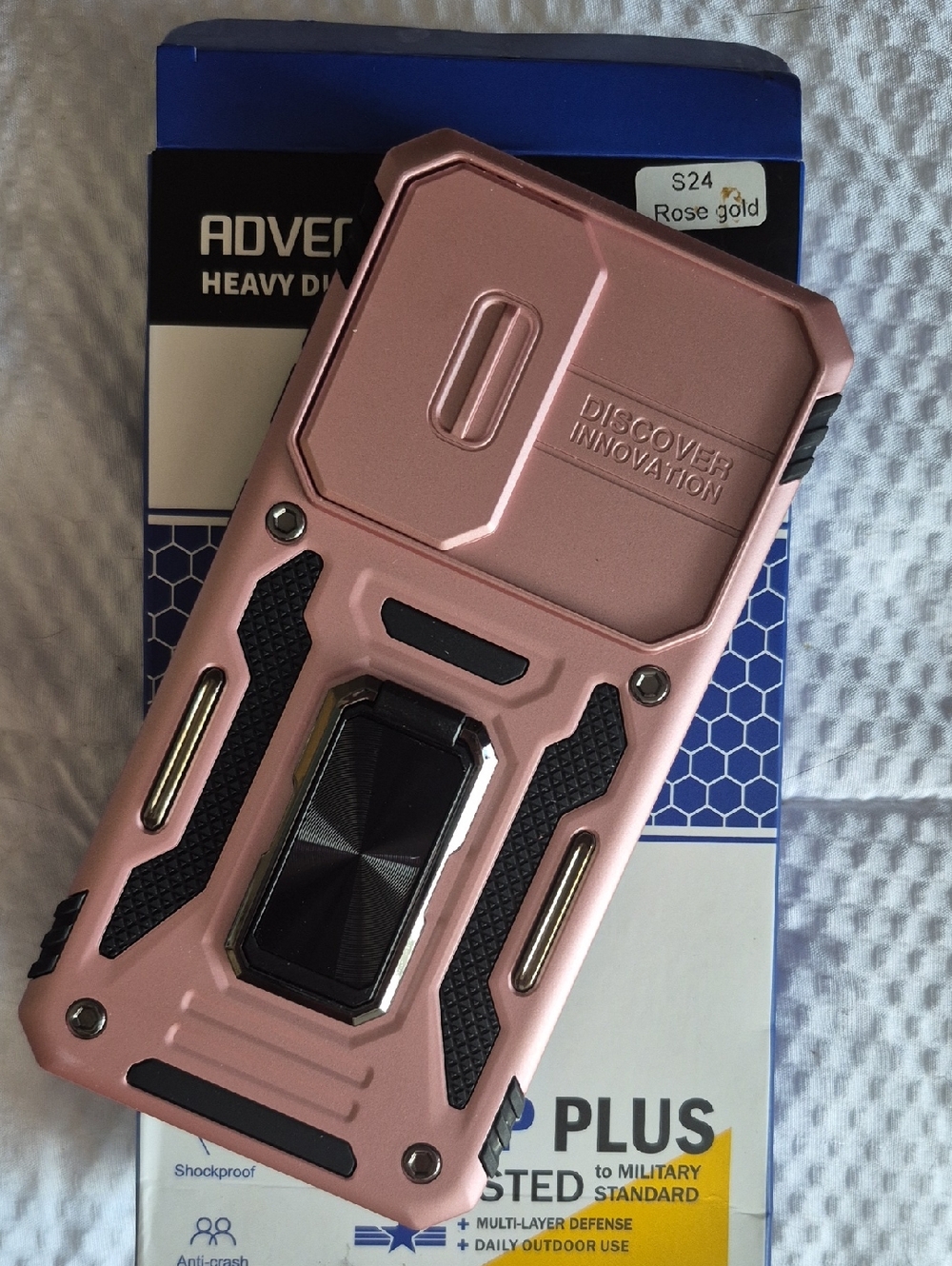 NWT Rose Gold Heavy-Duty Phone Case with Kickstand Samsung S24